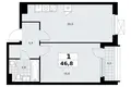 Apartamento 1 habitación 47 m² Kommunarka, Rusia