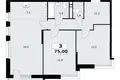 3 room apartment 75 m² Postnikovo, Russia