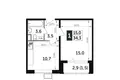1 room apartment 34 m² Moscow, Russia