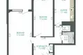2 room apartment 49 m² in Minsk, Belarus