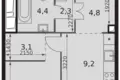 Квартира 1 комната 37 м² Москва, Россия