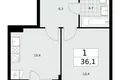 Квартира 1 комната 36 м² поселение Сосенское, Россия