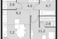 Квартира 1 комната 43 м² Москва, Россия