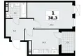 1 room apartment 38 m² Moscow, Russia