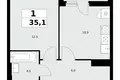 Квартира 1 комната 35 м² поселение Сосенское, Россия