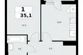 1 room apartment 35 m² poselenie Sosenskoe, Russia