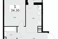 Apartamento 1 habitación 34 m² Postnikovo, Rusia