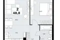 2 room apartment 49 m² Kommunarka, Russia
