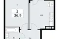 Квартира 1 комната 37 м² район Внуково, Россия