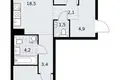 2 room apartment 59 m² Kommunarka, Russia