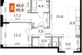 Mieszkanie 3 pokoi 66 m² North-Western Administrative Okrug, Rosja