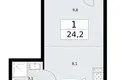 Apartamento 1 habitación 24 m² Vnukovo, Rusia