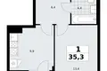 Apartamento 1 habitación 35 m² Troitsk, Rusia