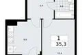 1 room apartment 35 m² Troitsk, Russia