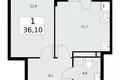 Appartement 1 chambre 36 m² Postnikovo, Fédération de Russie