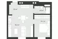 Mieszkanie 2 pokoi 44 m² Ryga, Łotwa