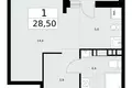 Квартира 1 комната 29 м² Postnikovo, Россия