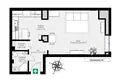 1 room apartment 39 m² in Warsaw, Poland