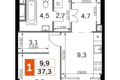 Квартира 1 комната 37 м² Северо-Западный административный округ, Россия