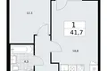 1 room apartment 42 m² Troitsk, Russia