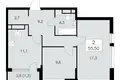 Wohnung 2 zimmer 56 m² Südwestlicher Verwaltungsbezirk, Russland