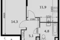 Wohnung 1 zimmer 36 m² Nordwestlicher Verwaltungsbezirk, Russland