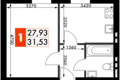 Mieszkanie 1 pokój 32 m² Naro-Fominskiy gorodskoy okrug, Rosja