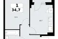 1 room apartment 35 m² Troitsk, Russia