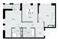 2 room apartment 52 m² poselenie Sosenskoe, Russia