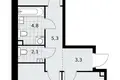 2 room apartment 53 m² poselenie Sosenskoe, Russia