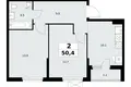 2 room apartment 50 m² poselenie Sosenskoe, Russia