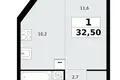 Квартира 1 комната 33 м² Северный административный округ, Россия