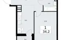Wohnung 1 zimmer 34 m² Wnukowo, Russland