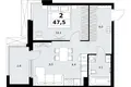 2 room apartment 48 m² Kommunarka, Russia