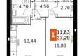 Mieszkanie 1 pokój 37 m² Odincovskiy gorodskoy okrug, Rosja