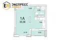 Appartement 1 chambre 35 m² Muchaviecki sielski Saviet, Bélarus