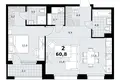 2 room apartment 61 m² Kommunarka, Russia