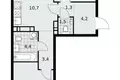 3 room apartment 59 m² Moscow, Russia