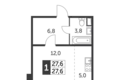 Estudio 1 habitación 27 m² Leninsky District, Rusia
