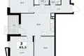 3 room apartment 66 m² poselenie Sosenskoe, Russia