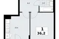 1 room apartment 36 m² Troitsk, Russia