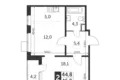 Квартира 2 комнаты 47 м² Москва, Россия