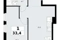 Wohnung 1 zimmer 33 m² Kommunarka, Russland