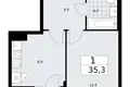 Wohnung 1 zimmer 35 m² Troizk, Russland
