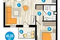 Condo z 1 sypialnią 44 m² Boreti, Czarnogóra