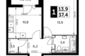 Mieszkanie 1 pokój 38 m² Leninsky District, Rosja