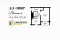 1 room apartment 42 m² Uzda, Belarus