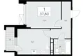 1 room apartment 38 m² Moscow, Russia