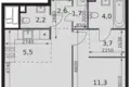 2 room apartment 45 m² Moscow, Russia