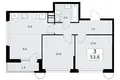 3 room apartment 54 m² Vnukovo, Russia